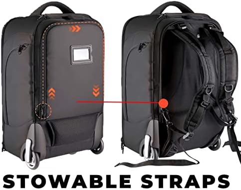 Wheeled Camera Backpack 20 with Telescoping Handle and Detachable Compartments