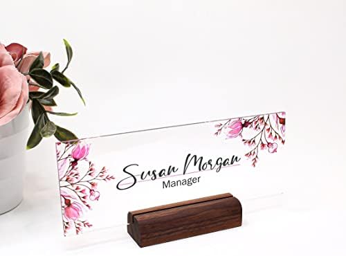 Teacher Desk Nameplate with Acrylic and Wood Base