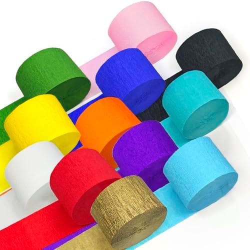 12 Rolls Crepe Paper Streamers for Party Decorations