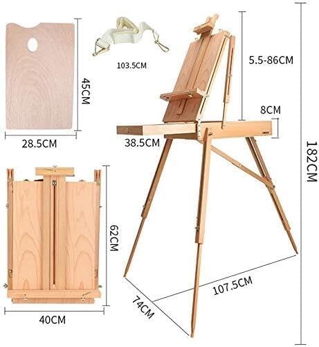 Large Beech Wood Artist Easel with Drawer Red