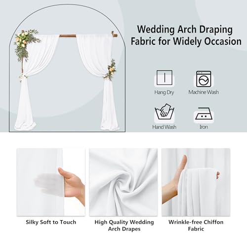 4 Panels Chiffon Wedding Arch Drapes White 20ft x 28in