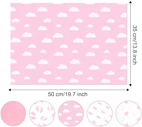 Larcenciel Tissue Paper 50 Pcs Baby Feet Print Pink for Gift Wrapping
