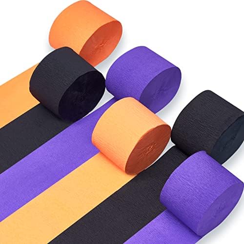 PartyWoo Crepe Paper Streamers 6 Rolls Halloween Decor