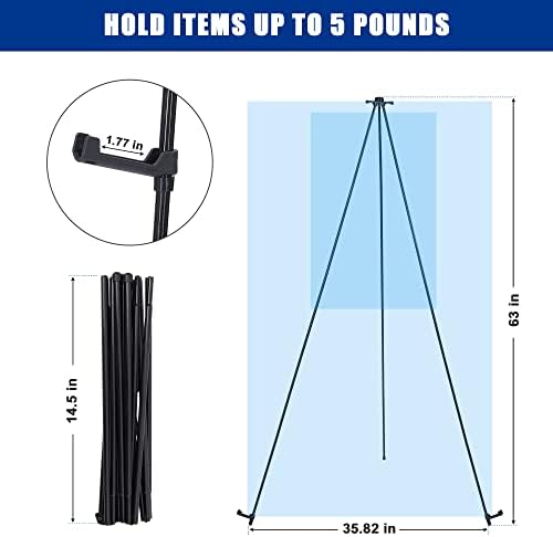 63 Portable Metal Easel Stand - Black