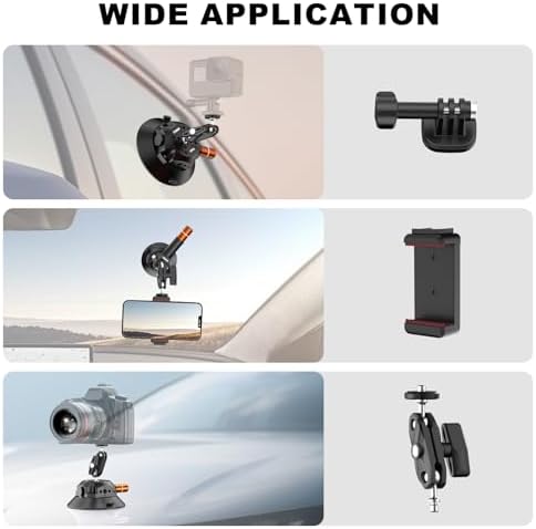 COMAN 45 In Suction Cup Camera Mount with Ball Head Magic Arm