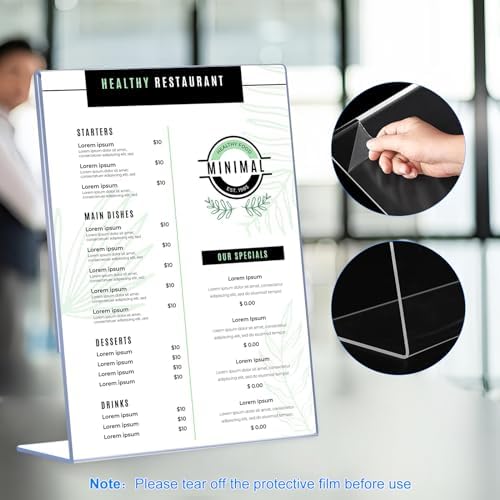 6 Pack Slanted Back Acrylic Sign Holders 4x6 for Business Use