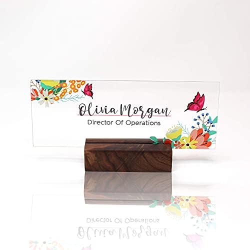 Personalized Desk Name Plate with Wood Holder