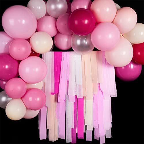 PartyWoo Crepe Paper Streamers 4 Rolls Deep Pink