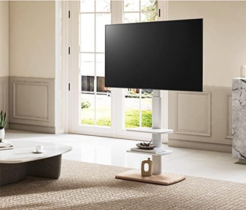 FITUEYES Height Adjustable Corner TV Stand White