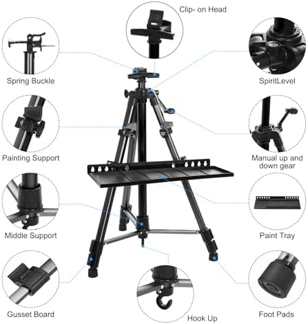 PATIKIL Artist Easel Stand Black Metal Adjustable Height