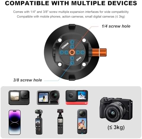 COMAN 45 In Suction Cup Camera Mount with Ball Head Magic Arm