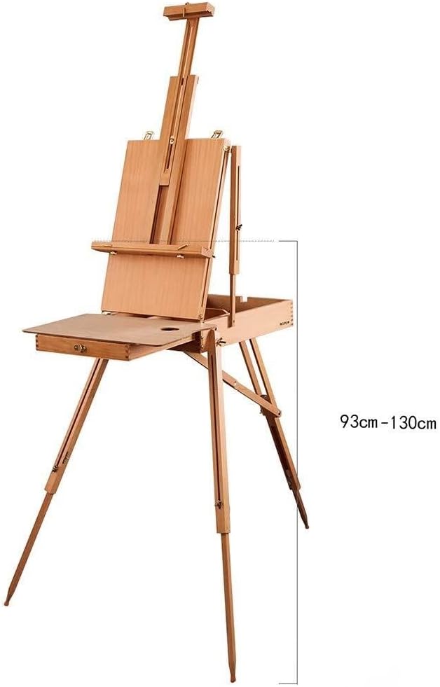 Portable Wooden Art Easel with Adjustable Height and Angle