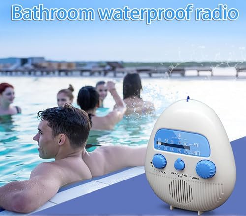 Shower Radio with AM FM Splash Proof and Rotating Knob
