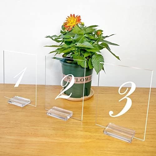 Acrylic Place Card Holder - 3 Inch Clear Table Number Display Stand 10 Pack