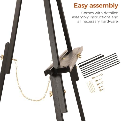 VISWIN 63 Inch Wooden Easel Stand for Display and Painting - Black