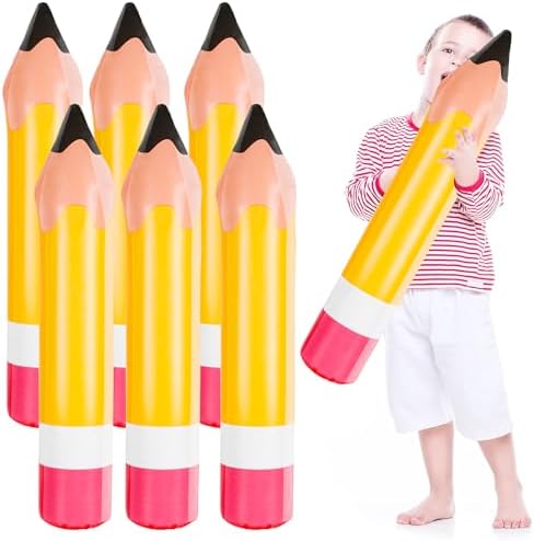 FOIMAS 6 Pack Giant Inflatable Pencils 275 Inch Yellow Decor