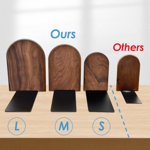 Sturdy Wooden Bookends - Non-Slip Decorative 1 Pair