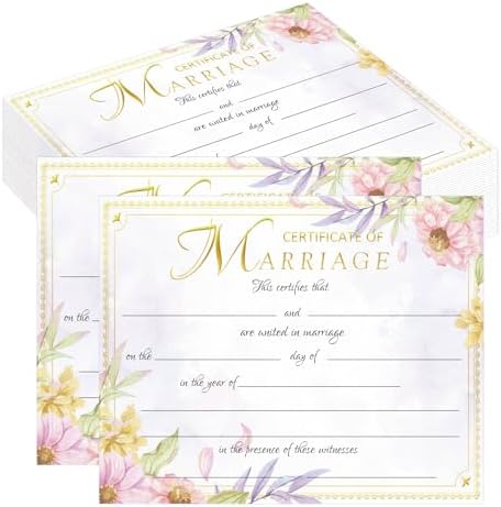 25 Pcs Gold Foil Wedding Certificates 11x85 Inch Blank Ceremony Paper