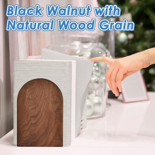 Sturdy Wooden Bookends with Non-Slip Base - 1 Pair