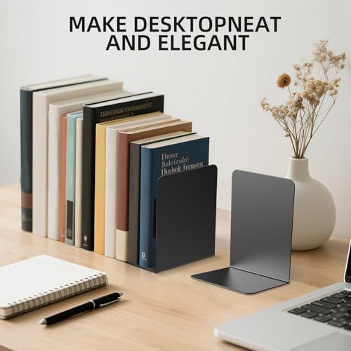 2 Pieces Metal Bookends for Shelves and Desk