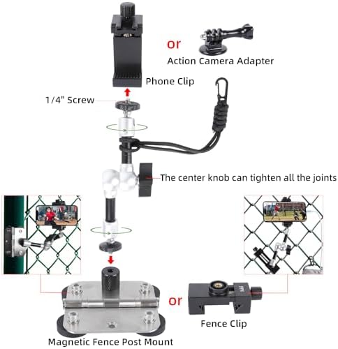 FPN Magnetic Phone Fence Mount with Clip Kit for Action Cameras