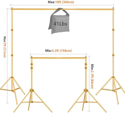 Titanium Gold Adjustable Photo Backdrop Stand Kit 10x7ft