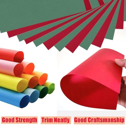 Baisunt 20 Sheets Red and Dark Green Cardstock for Christmas DIY Crafts