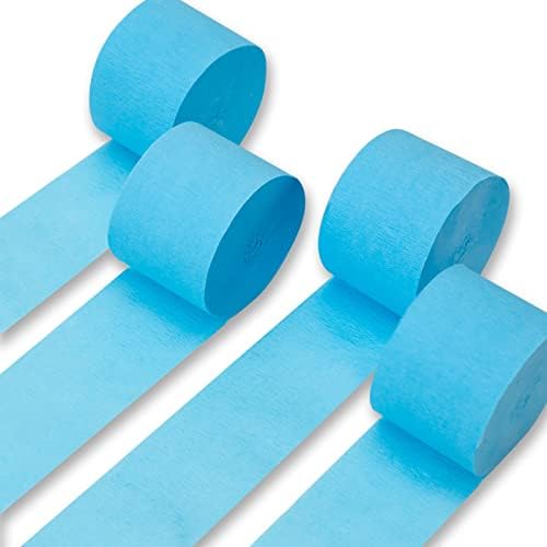PartyWoo Crepe Paper Streamers 4 Rolls Light Blue