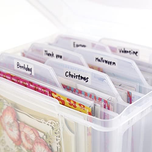 Greeting Card Storage Organizer Box with 6 Dividers