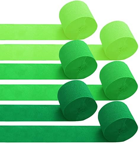6 Rolls Green Crepe Paper Streamers for Party Decorations