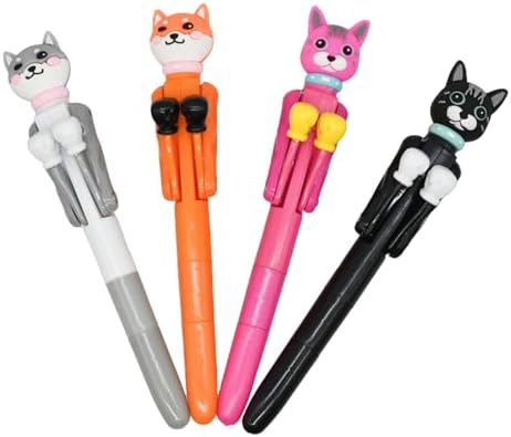 4 pcs Cool Boxing Cat Pens With Blue Ink For School Office