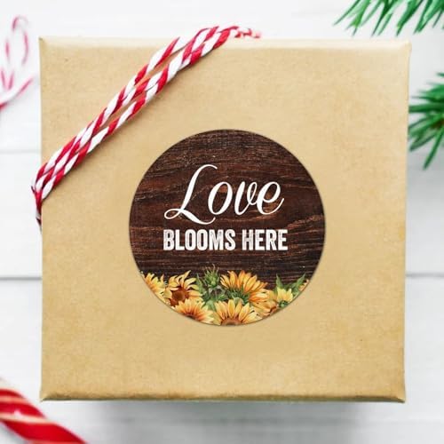 3in Round Label Stickers 100pcs Love Blooms Here Quotes