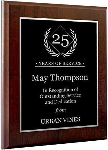 PlaqueMaker Personalized Years of Service Award - Black with Silver