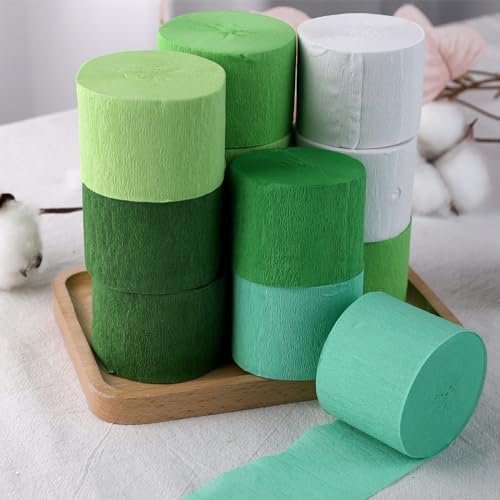 Koogel 12 Rolls Green and White Crepe Paper Streamers