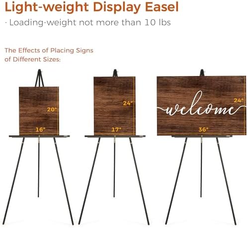 VISWIN 63 Inch Wooden Easel Stand for Display and Painting - Black