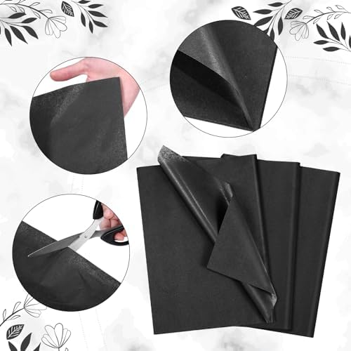 Naler Black Tissue Paper 60 Sheets 14x20 Inch for Art Crafts