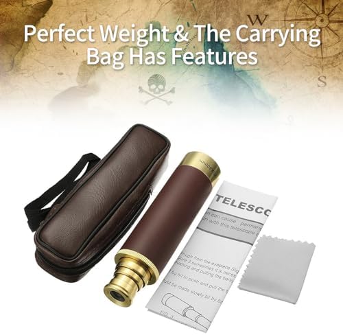 NewDoar 25x30 Zoom Monocular Pirate Telescope - Waterproof Aluminum Alloy Brass Adjustable
