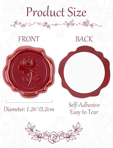 55 Pcs Red Rose Wax Seal Stickers for Envelopes and Invitations