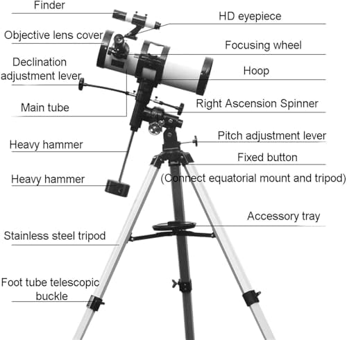 Beginners 114mm Refractor Telescope with Tripod and Equatorial Mount