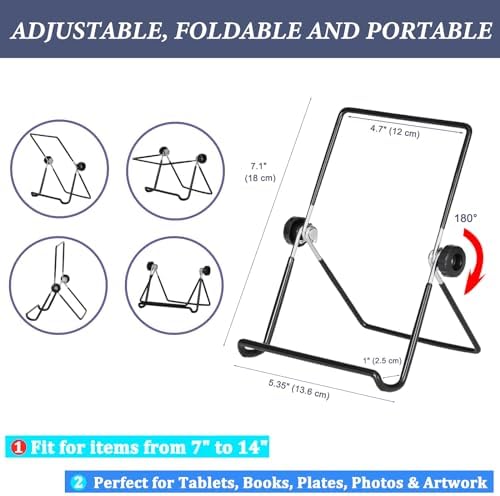 Artliving 2 Pack Adjustable Iron Display Stand Easel Foldable Table Holder