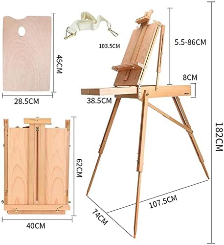 Foldable Oil Painting Box with Adjustable Wooden Easel