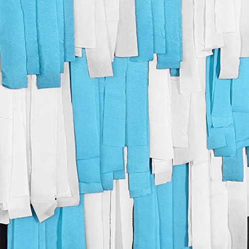 PartyWoo Crepe Paper Streamers 4 Rolls Blue White Decorations