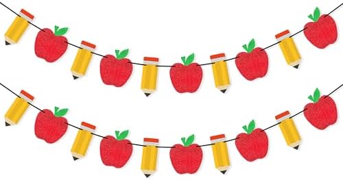 VILIFEVER 2 Pieces Pencil Apple Banner Back to School Decorations