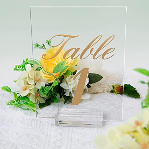 Acrylic Place Card Holder - 3 Inch Clear Table Number Display Stand 10 Pack