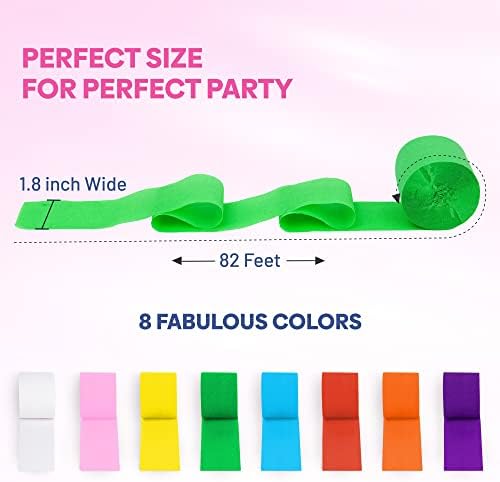 8 Crepe Paper Streamers Rolls 656ft Rainbow Party Decor