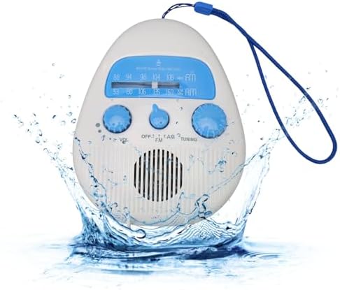 Shower Radio with AM FM Splash Proof and Rotating Knob