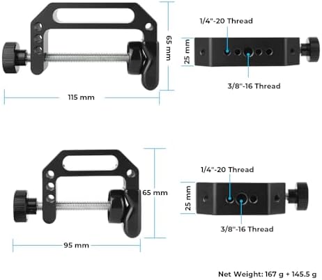 CAMVATE C Clamp with Threaded Holes for Photography