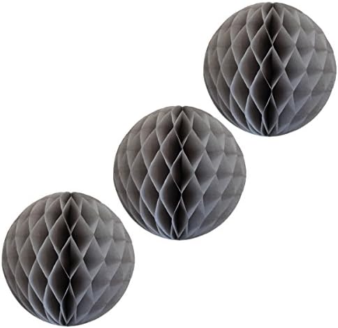 3-Pack 8 Inch Honeycomb Tissue Balls Gray