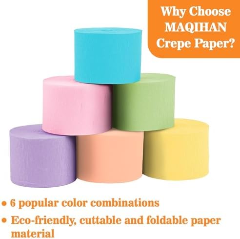 Party Crepe Paper Streamers 6 Rolls 492ft Decorations