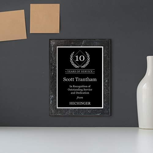 PlaqueMaker Personalized Years of Service Award - Black with Silver